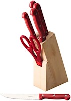 Juego de 7 cuchillos, color rojo KS44843 Home Basics